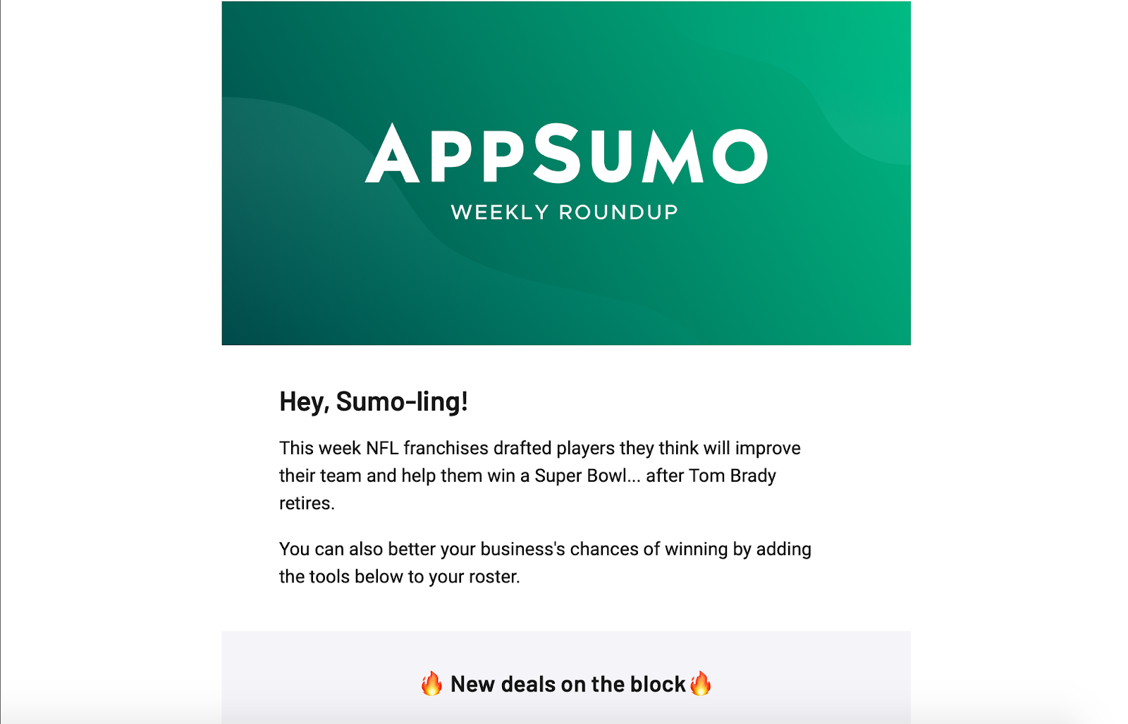 Example of a good newsletter from AppSumo