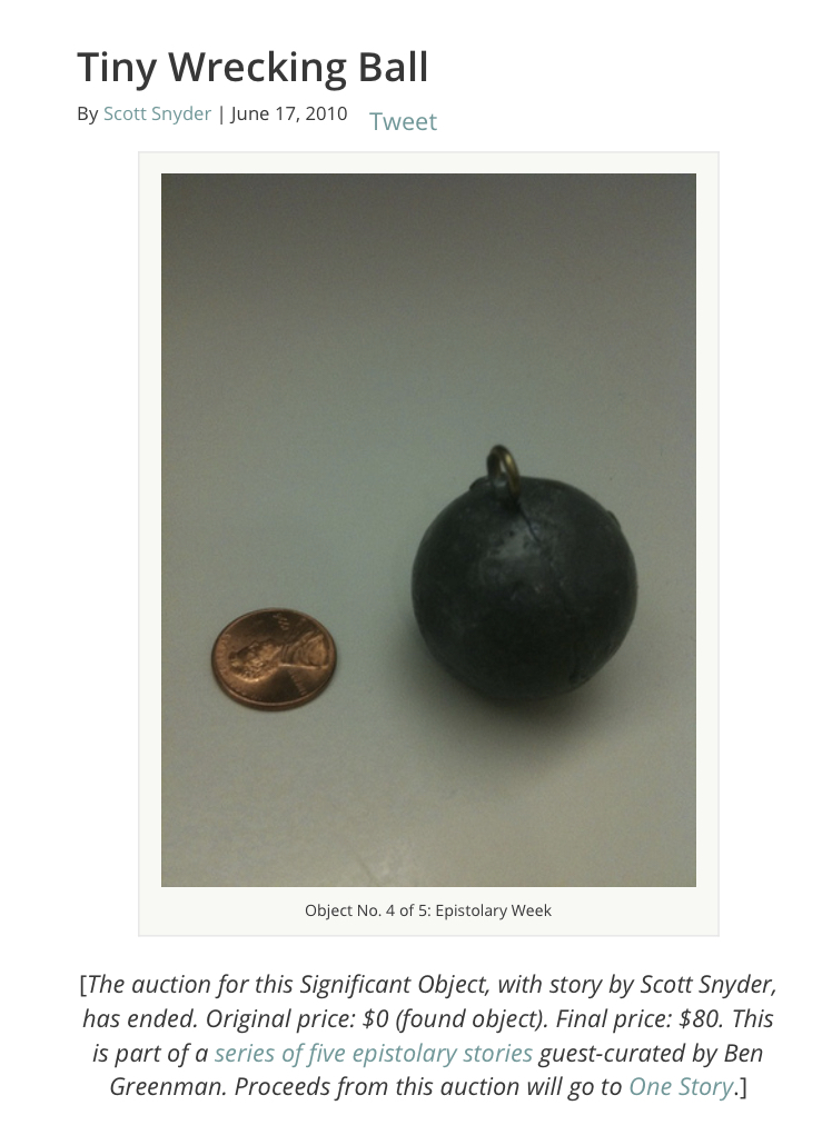 Example of an item auctioned as part of the Significant Objects experiment to demonstrate how storytelling can increase the perceived value of an item