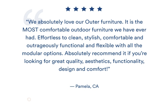 Example of a furniture brand using customer reviews as a form of user-generated content in their email marketing