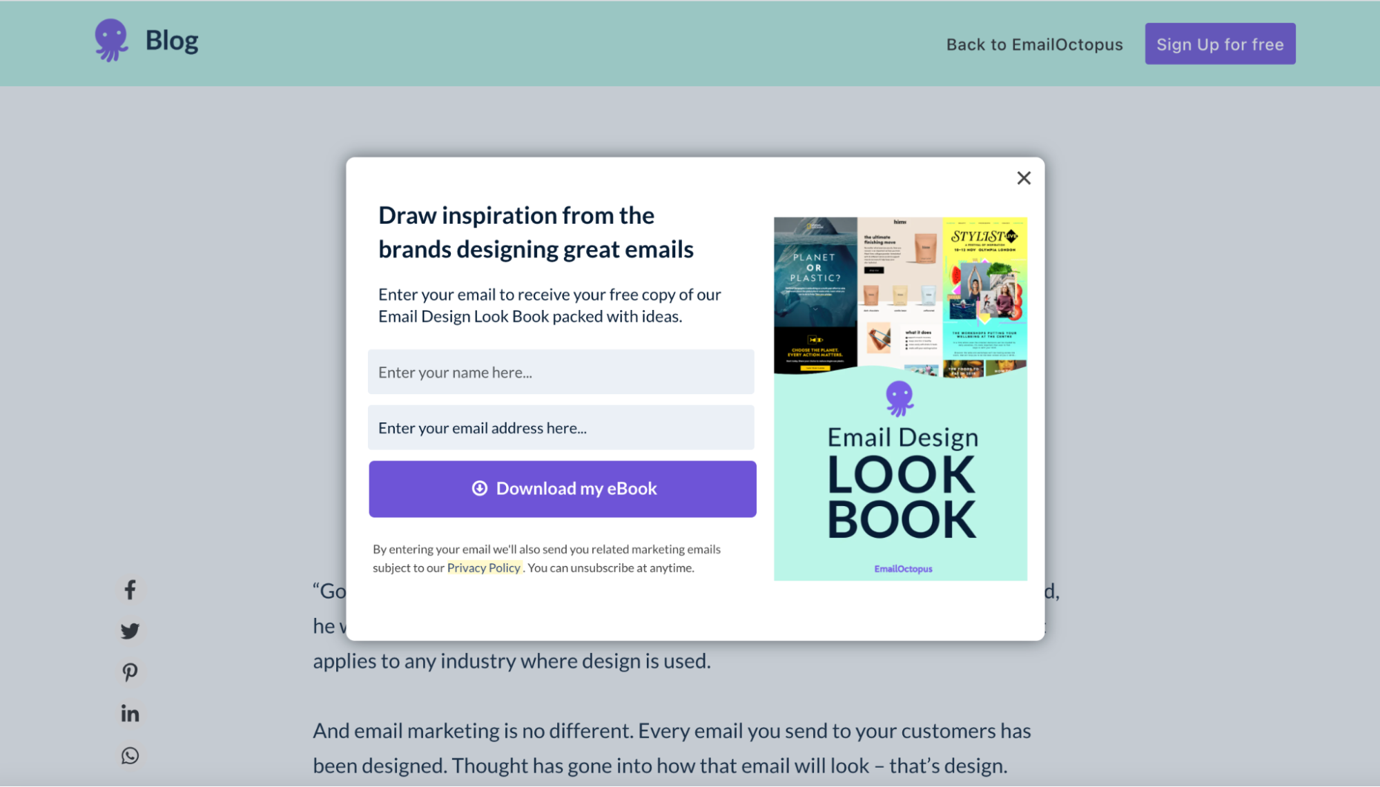 Example of a lead magnet that aligns with the topic of the blog article it appears on