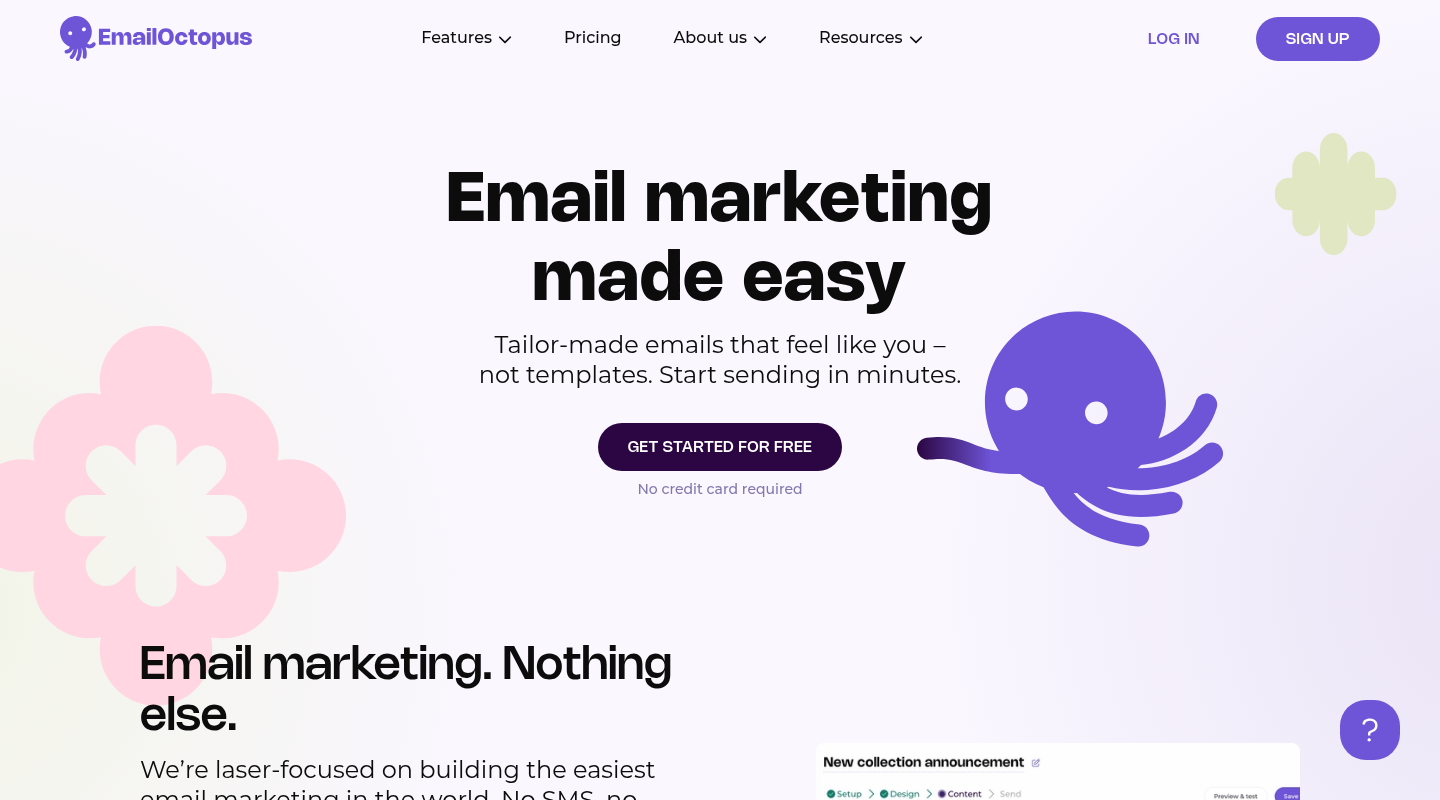 EmailOctopus homepage