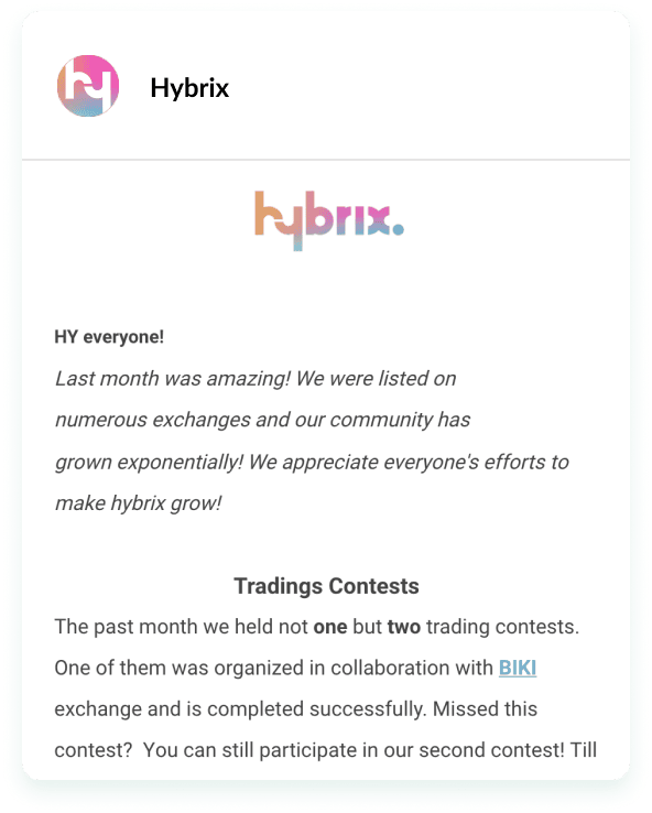 An email from Amine Ouadrhiri, Hybrix